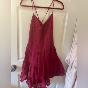 maroon strappy dress